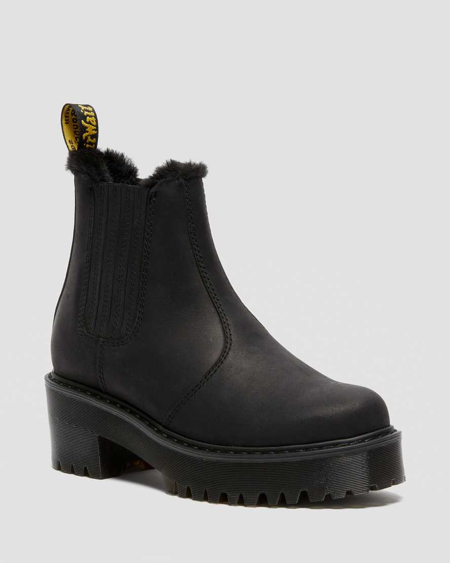 Dr. Martens Rometty Faux Fur Nahka Naisten Chelsea Nilkkurit - Mustat Nilkkurit [194-JGZQRV]